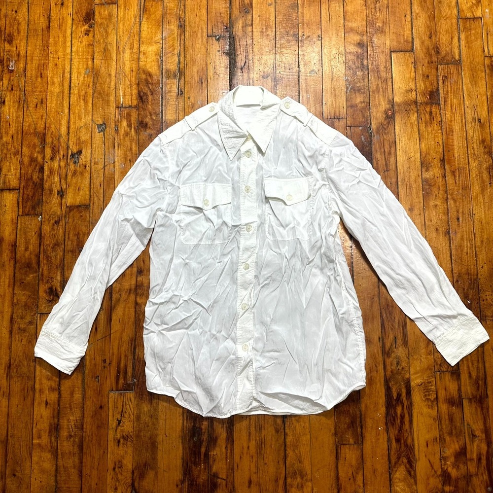 Helmut Lang Shirt Men's Small White Long Sleeve Button Front Military Utility